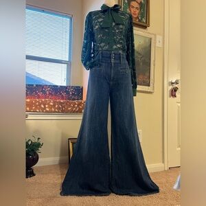 Pil to by anthropologie High-Waisted Wide-Leg Blue Jeans